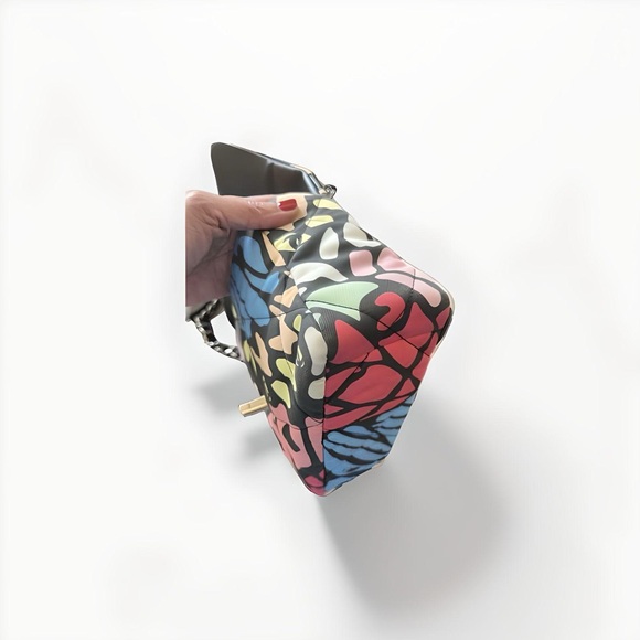 RARE! Chanel 19 Flap Bag Quilted Fabric Medium Blue, Multicolor - Picture 4 of 5